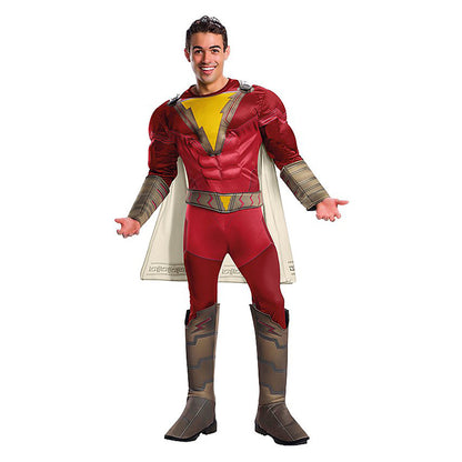 Shazam Deluxe Cosplay, Superheld Anzug Kostüm, Captain Marvel Overall, Größe M – XL