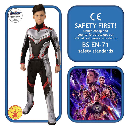 Avengers Endgame Deluxe Kinderkostüm, Marvel Overall, Superheld Kostüm, 116 cm