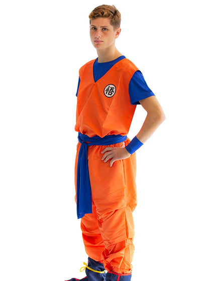 3-teiliges Cosplay Kostüm von Son Goku mit GO Zeichen, Größen: S - XL