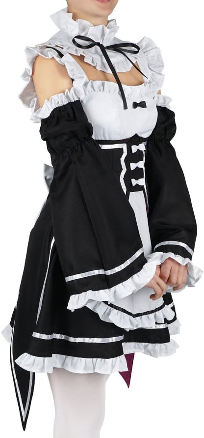 Maid Uniform von Ram & Rem, Dienstmädchen Cosplay Kostüm für Re: Zero Fans, Größen: S - L