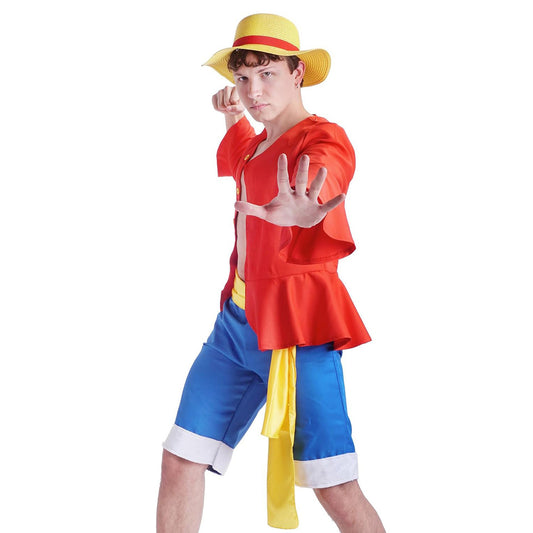 Monkey D. Luffy cosplay costume after 2-year timeskip with shirt, pants and hat, sizes: S - XXL
