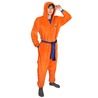Son Goku Kigurumi, Orangener Pyjama mit "Go" Schriftzeichen, Größen: M - L