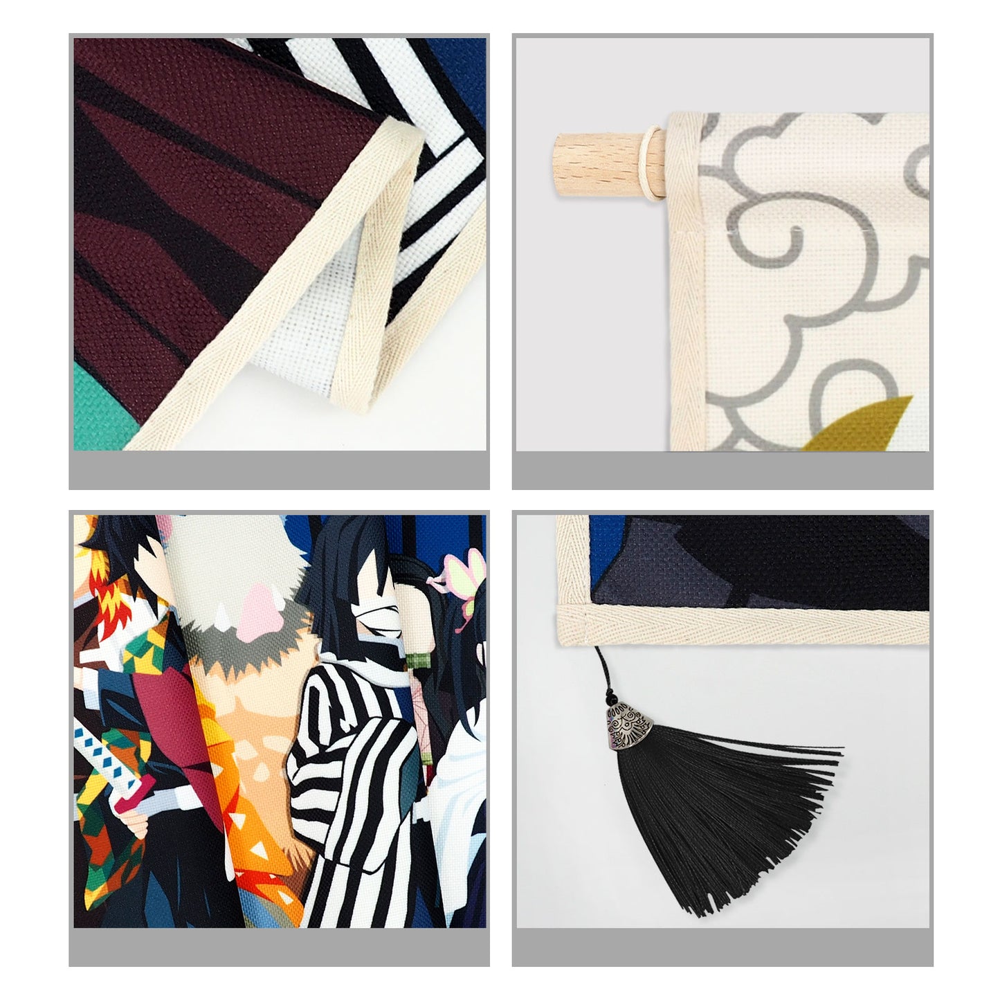 Demon Slayer Rollbild, Kimetsu no Yaiba Kakemono, Tanjiro und Säulen Wandbild, Anime Deko, 120x40cm