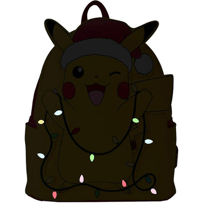 Loungefly Pokemon - Pikachu Mini-Rucksack, Weihnachten, Lichterkette, 1. Generation, leuchtend