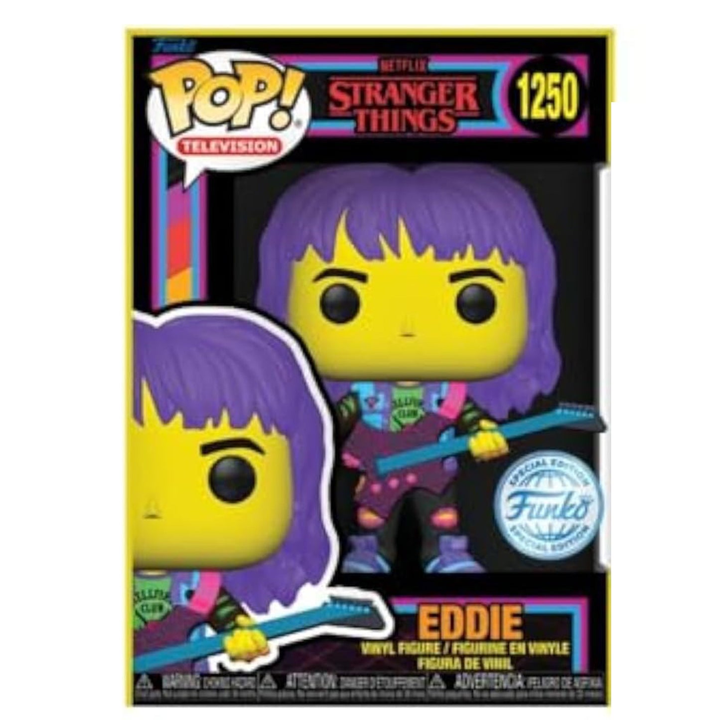 Stranger Things - Eddie Hellfire Club Schwarzlicht - Funko Pop! #1250 - 9,5cm
