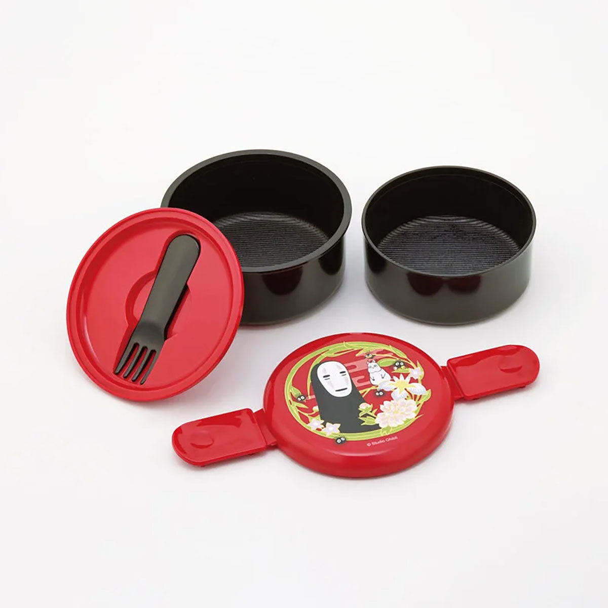Spirited Away - Ohnegesicht (Dunkelrot) - Runde Bento Lunch Box (2 Ebenen) - 11,7cm - Skater