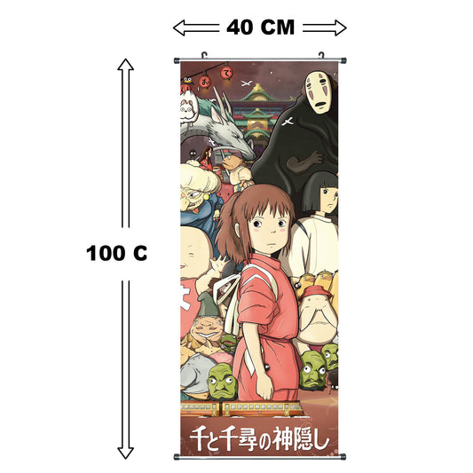 Chihiros Reise ins Zauberland - Stoff Rollbild - 100x40cm - Aluminium-Aufhängung