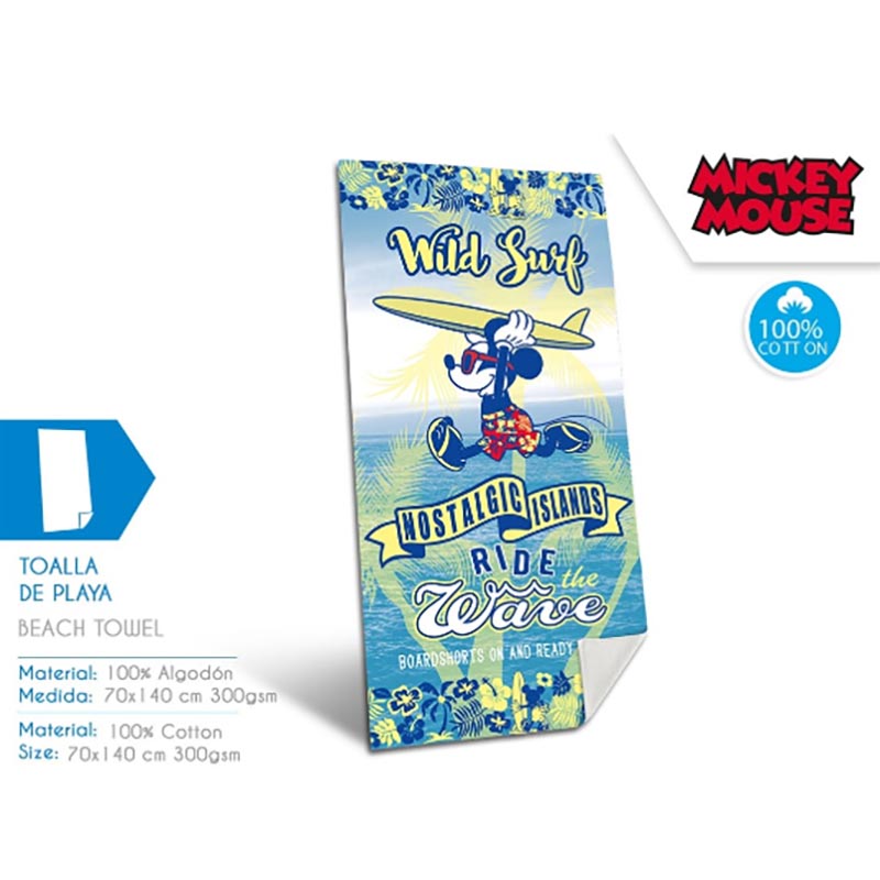 Disney - Micky Maus - "Wild Surf" Badetuch - Strandlaken - 70x140cm - Baumwolle