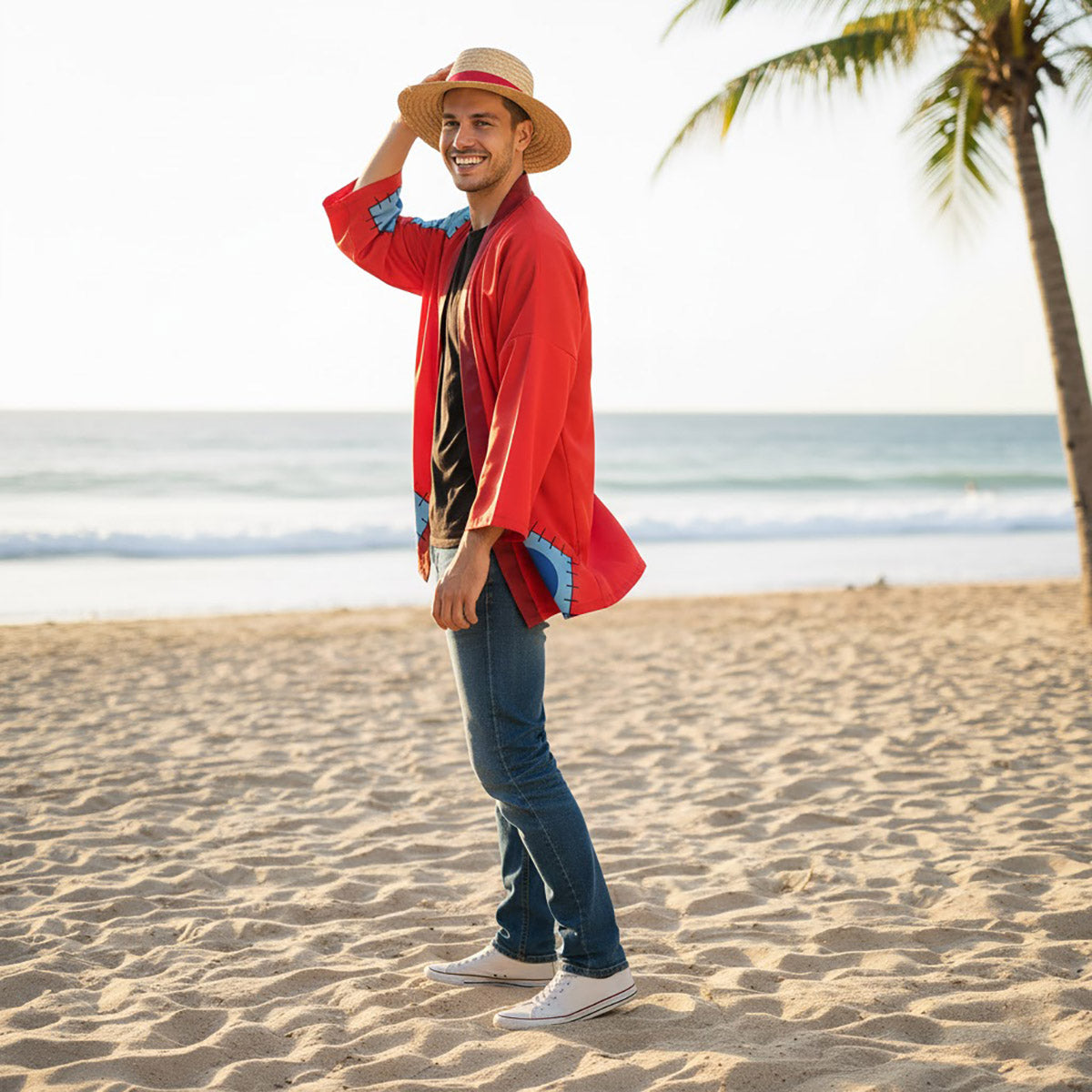 One Piece - Monkey D. Ruffy Haori Kimono-Jacke (Wano Kuni Arc) - Größen wählbar