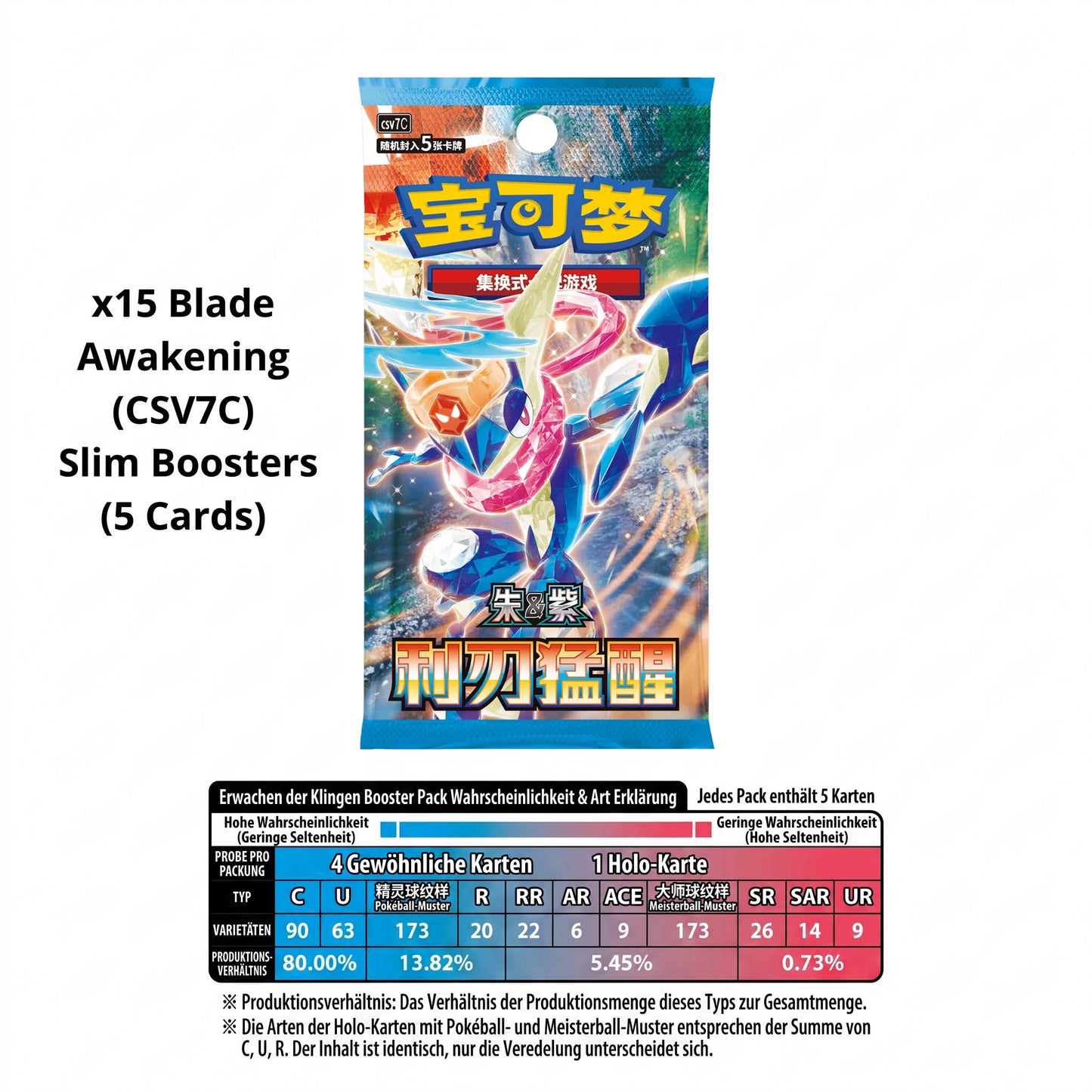 Pokémon TCG: Karmesin & Purpur - Blade Awakening CSV7C Booster Pack - Chinesisch - 1 Pack - The Pokémon Company