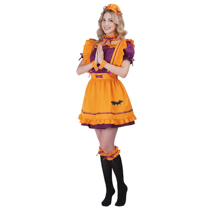 Halloween - Maid Kostüm Kürbis mit Fledermäusen - Damen Gr. S–L - CoolChange
