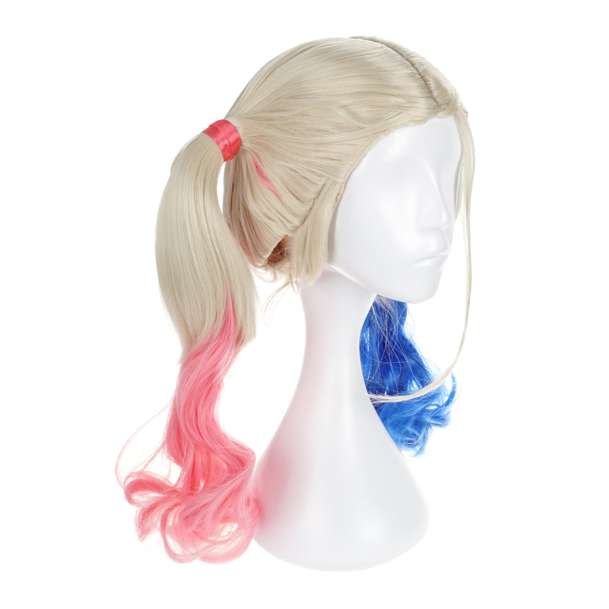 Harley Quinn - Cosplay Perücke Blond mit Zöpfen, Blau-Pink Ombré - 35 cm - CosplayStudio