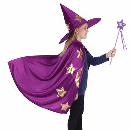 Wizard - Kids' Costume Set with Cape, Hat and Wand - Ages 6–14 - CoolChange