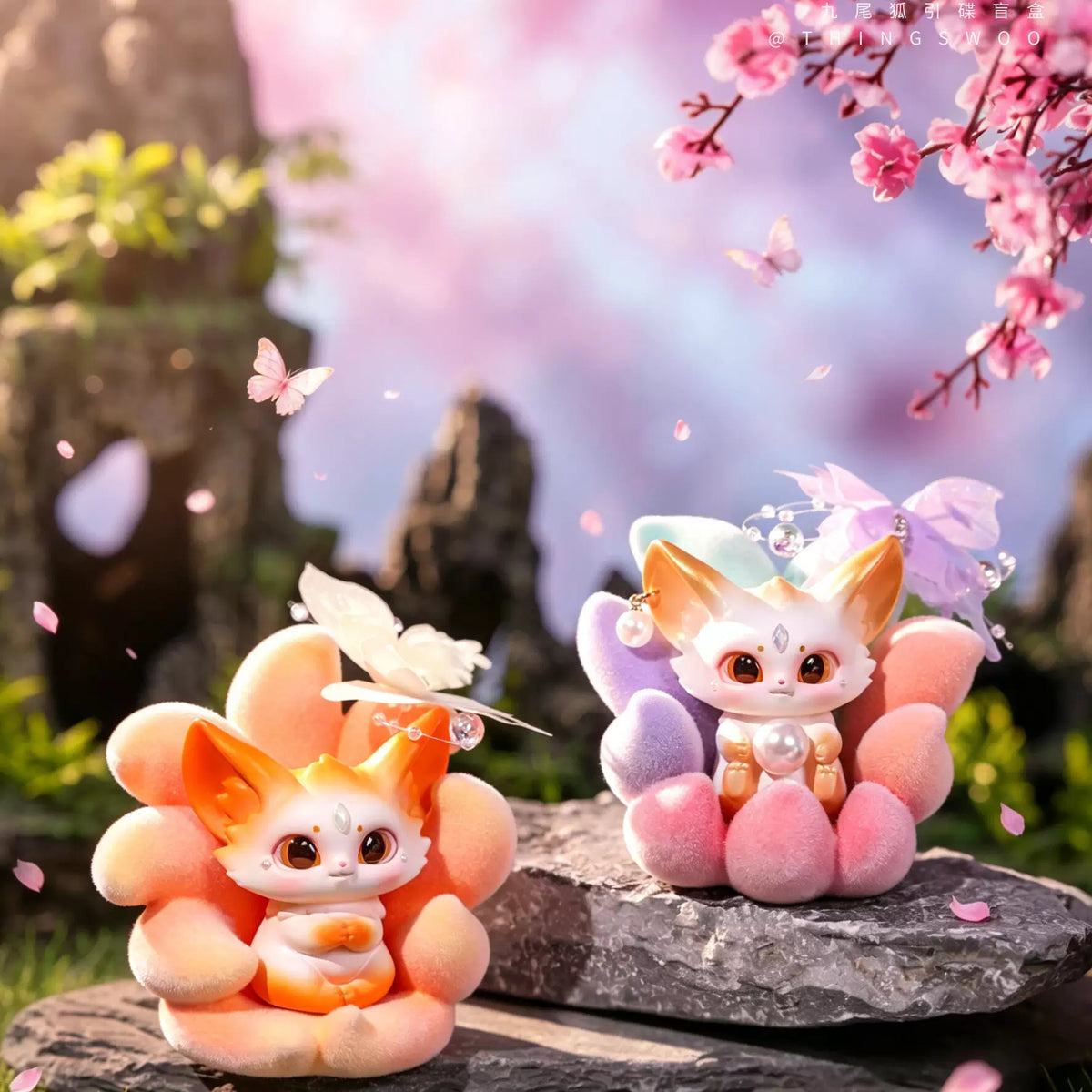 Neunschwänziger Fuchs - Fuchsgeist mit Schmetterling - Figur Blindbox - Einzelbox - 9 cm - ThingsWoo
