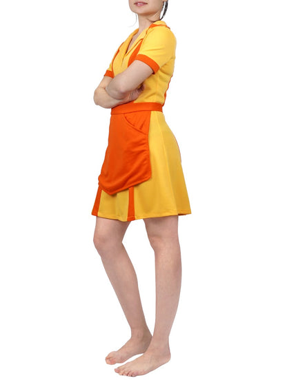 Caroline & Max Kostüm für 2 Broke Girls Fans, Diner Uniform mit Schürze, Größen: S - XL