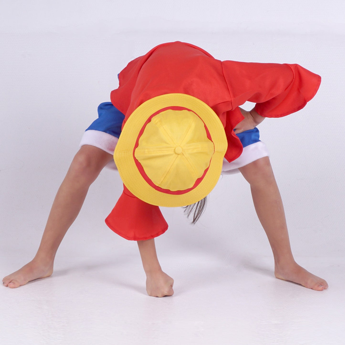 Monkey D. Ruffy Kinder Kostüm nach Zeitsprung, Jacke, Hose & Hut, 110 - 150