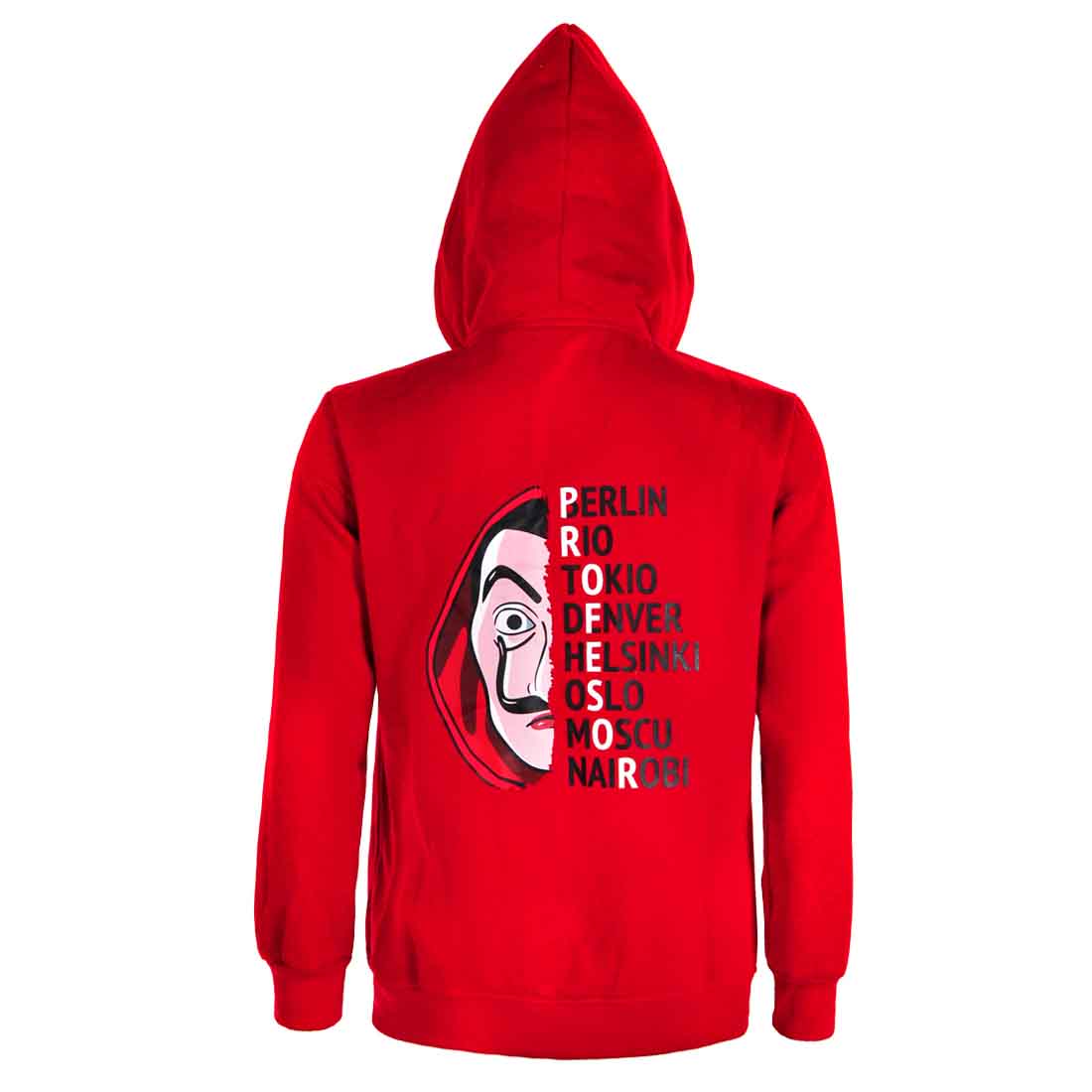 Roter Zip Hoodie für Haus des Geldes Fans, Warmer Pulli im Overall Design I Größen: S - XXL