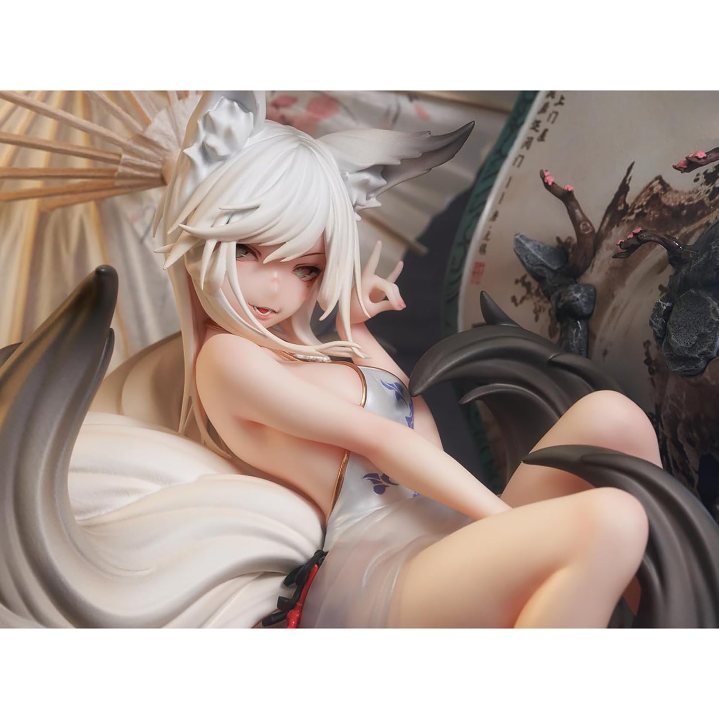 AniMester Fuchsgeist Mo Li mit Sonnenschirm, Original Character Sammelfigur, 25 cm