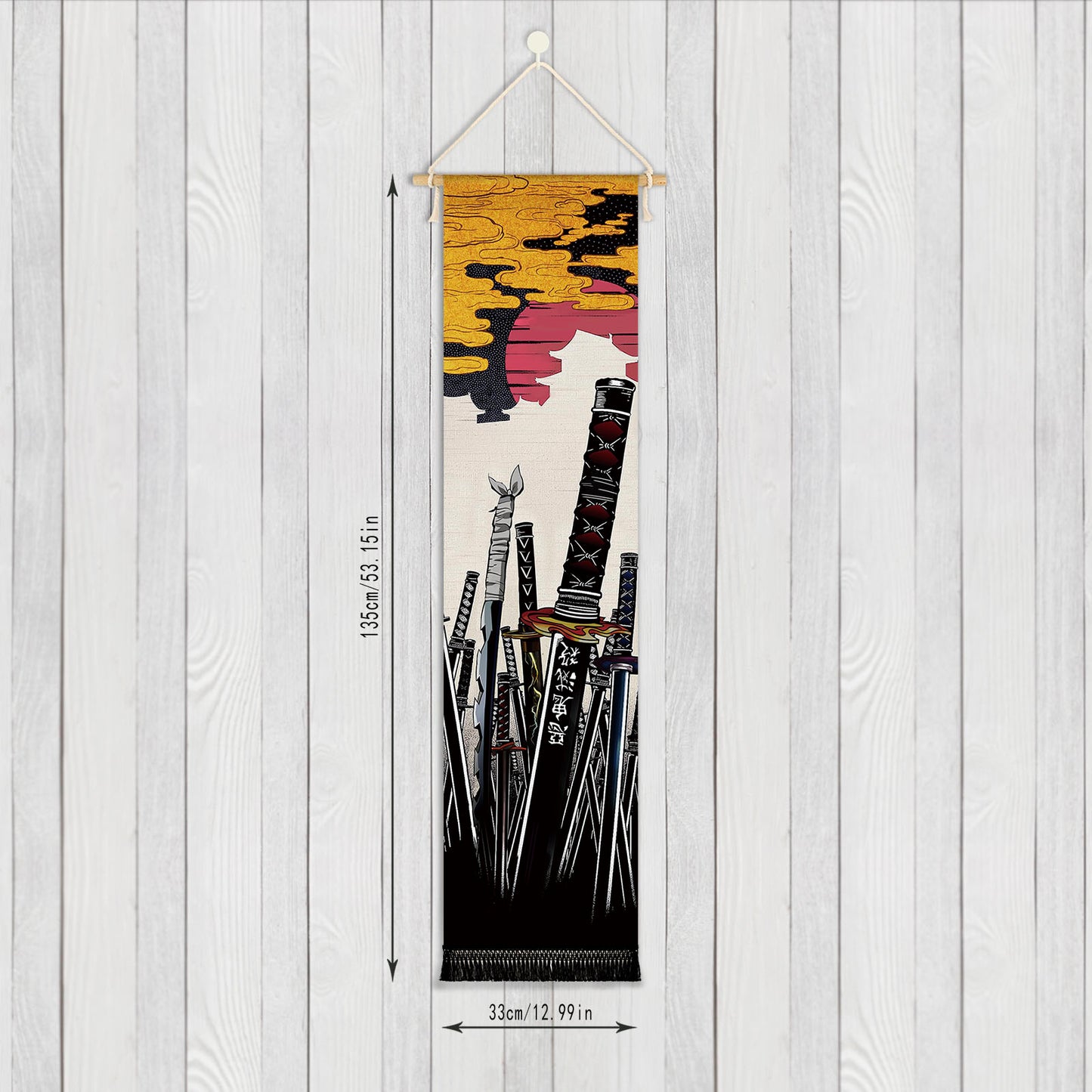 Demon Slayer - Sonnenschwerter im Sonnenaufgang - Stoff Rollbild - 130x33cm