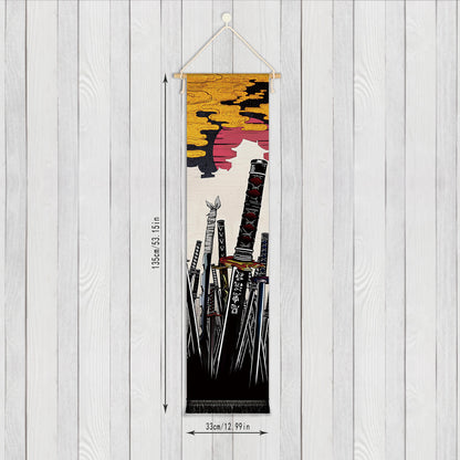 Demon Slayer - Sonnenschwerter im Sonnenaufgang - Stoff Rollbild - 130x33cm