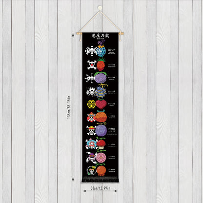 One Piece - Devil Fruits & Jolly Rogers - Stoff Rollbild - 130x33cm