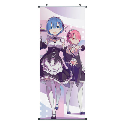 Re:Zero - Emilia, Rem & Ram - Rollbild aus Stoff - 100x40cm