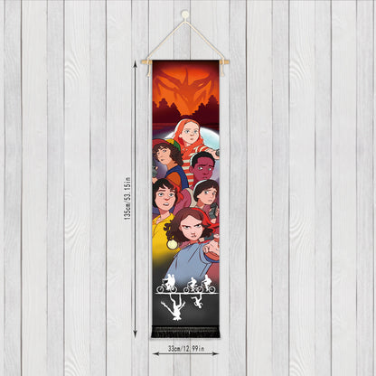 Stranger Things - Elf & Freunde (Cartoon Stil) - Rollbild aus Stoff - 135x33cm