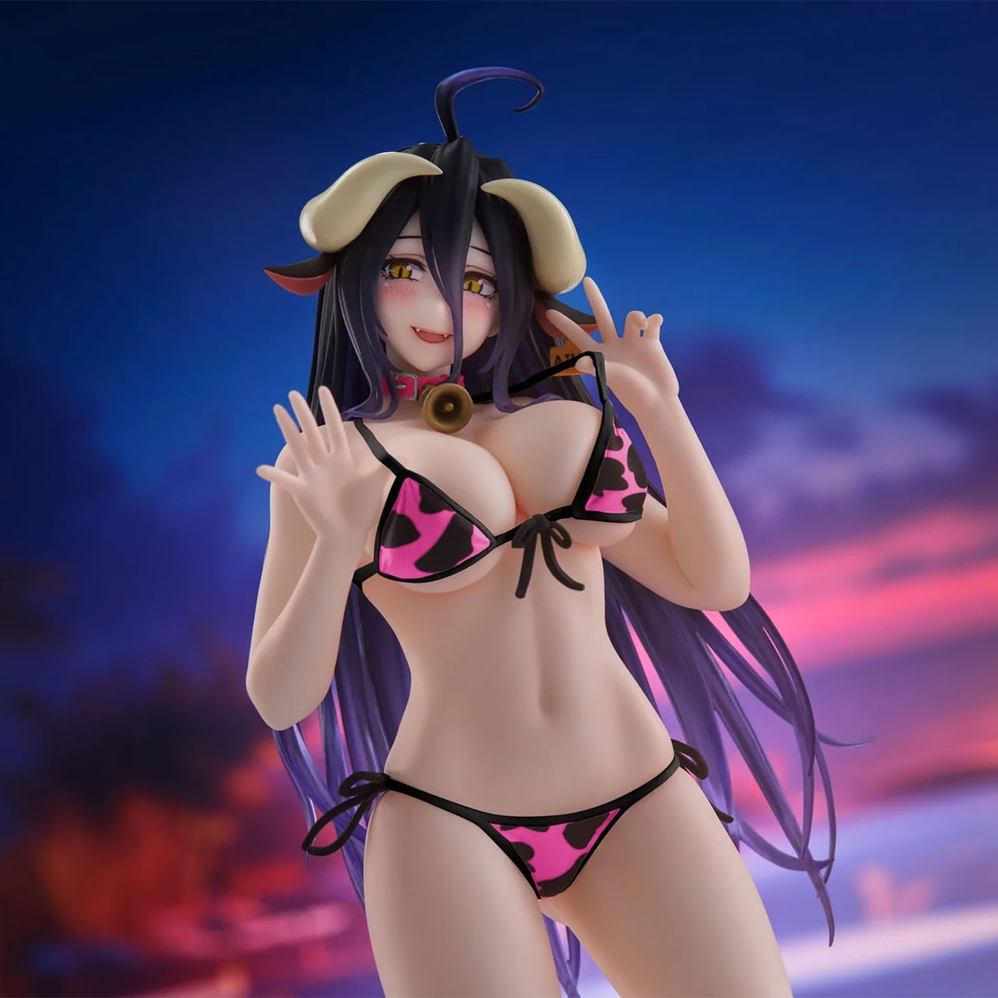 Overlord - Albedo (Cow-Print Swimsuit Ver.) - Desktop Cute Figure Renewal - 13 cm - Taito