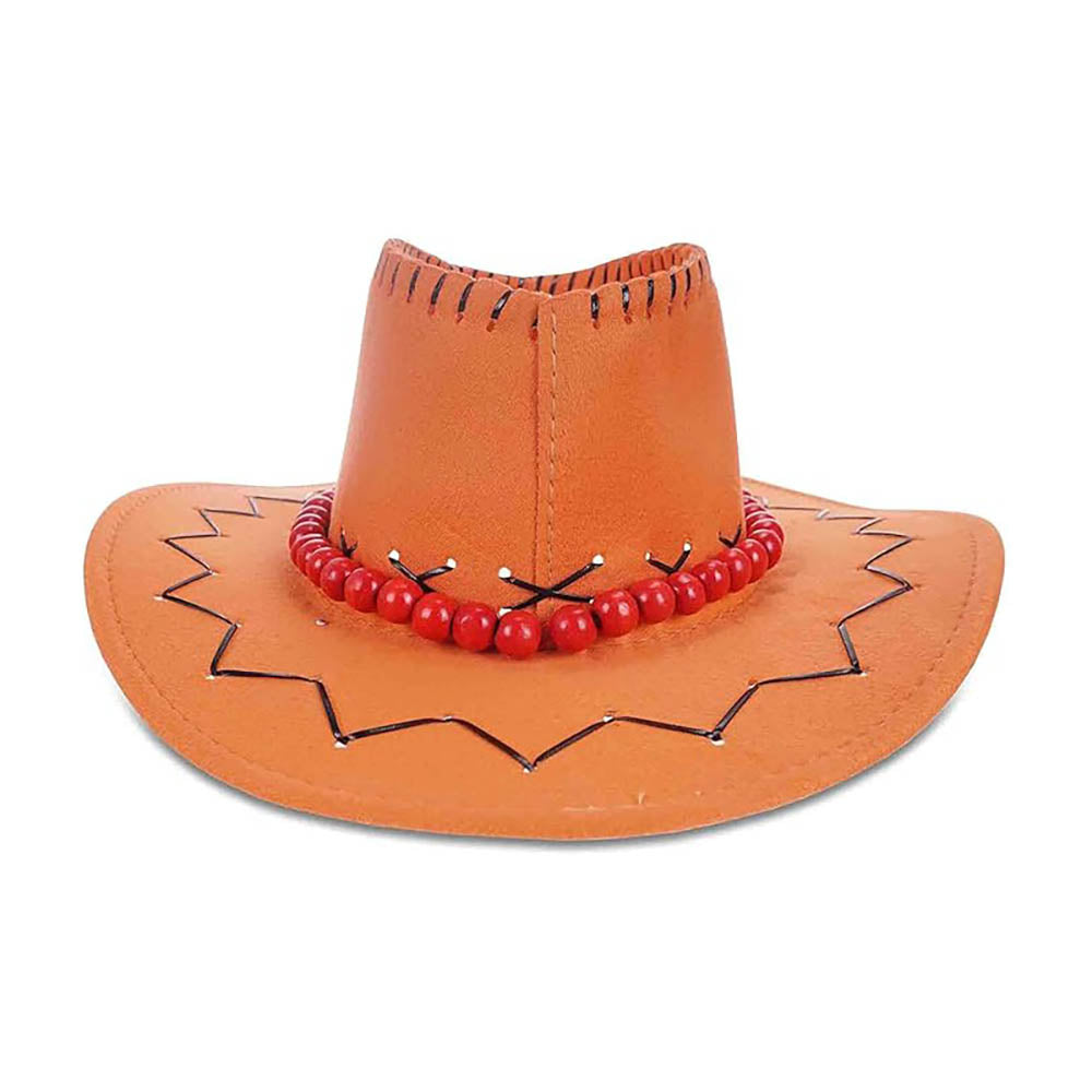 One Piece - Portgas D. Ace Cowboyhut – Cosplay Hut mit Perlenschnur und Smileys - 37 cm