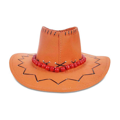 One Piece - Portgas D. Ace Cowboyhut – Cosplay Hut mit Perlenschnur und Smileys - 37 cm