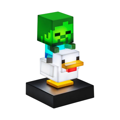 Minecraft - Chicken Jockey (Hühner-Reiter) - Mini 3D Icon Tischlampe / Nachtlicht – 11cm - Paladone