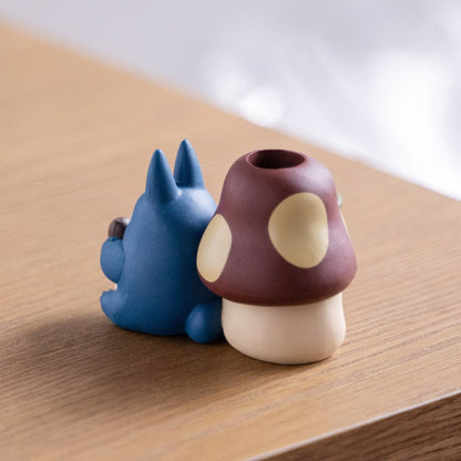 Mein Nachbar Totoro - Mittlerer & Kleiner Totoro mit Pilz – 3D Mini-Figur & Stiftehalter / Organizer - 4,5cm - Ensky