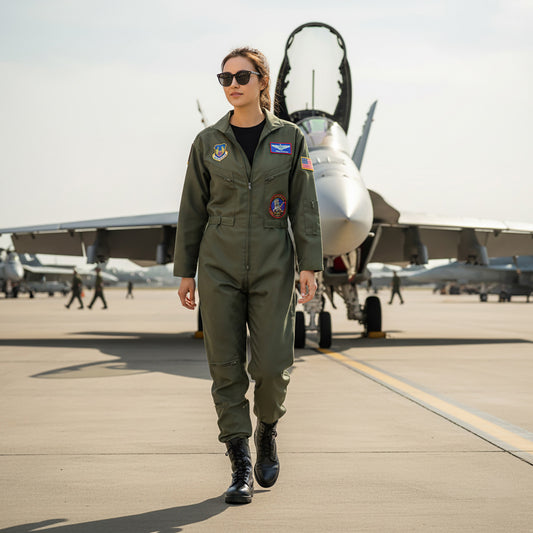 Kampfpiloten Kostüm Maverick, Fliegerkombi Olivegrün, Größen: S - XL