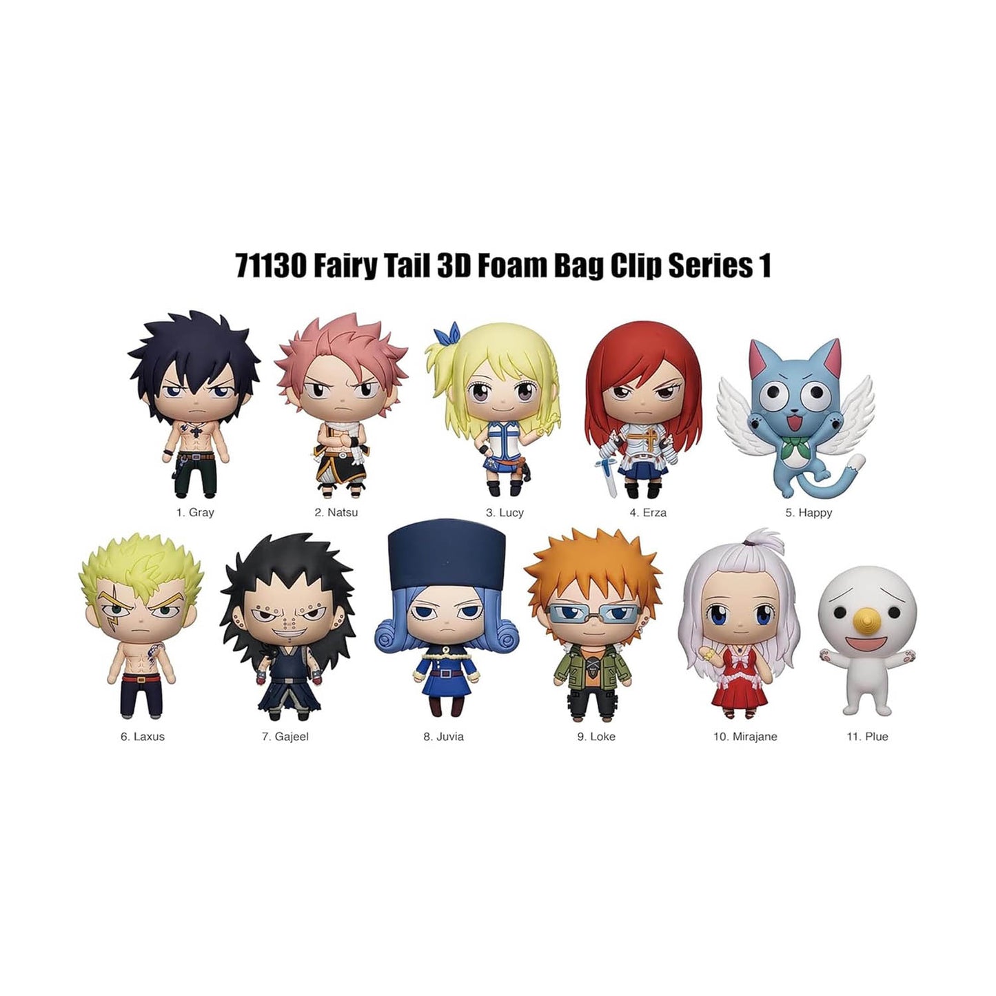 Fairy Tail - 3D Foam Bag Clip Serie 1 - Schlüsselanhänger - Blindbag - Einzelbag - ca. 5cm - Monogram