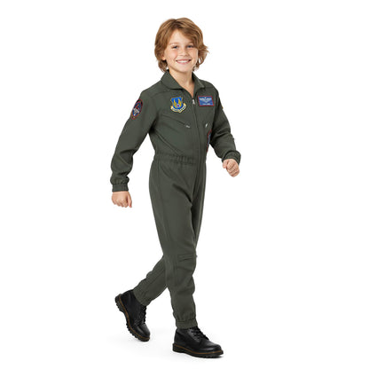 Kampfpilot - Fliegerkombi Kinderkostüm Olivgrün - Gr. 120–150 - CoolChange
