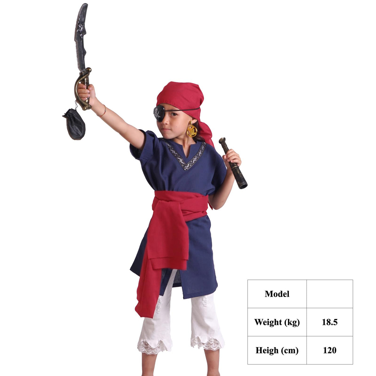 Pirat - Kinderkostüm Set mit Kopftuch, Schärpe & Zubehör - Schwarz, Rot, Weinrot - CoolChange