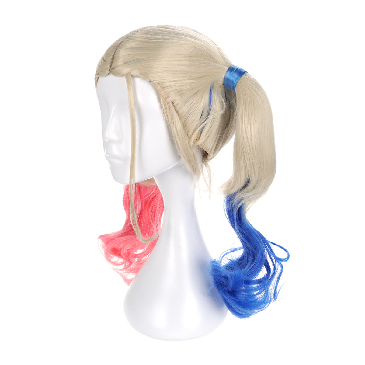 Harley Quinn - Cosplay Perücke Blond mit Zöpfen, Blau-Pink Ombré - 35 cm - CosplayStudio
