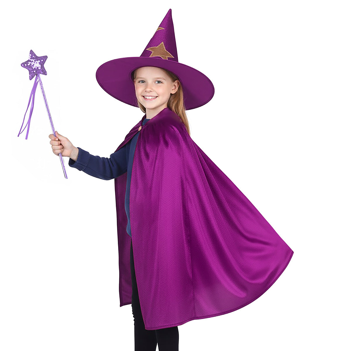 Wizard - Kids' Costume Set with Cape, Hat and Wand - Ages 6–14 - CoolChange