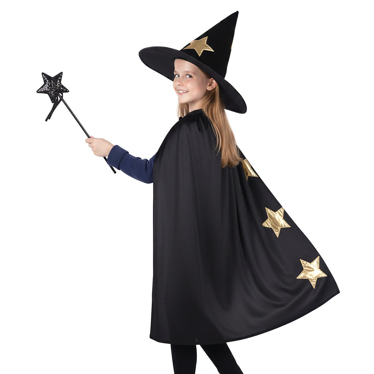 Wizard - Kids' Costume Set with Cape, Hat and Wand - Ages 6–14 - CoolChange