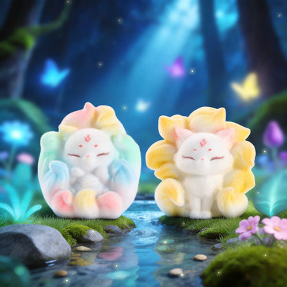 Nine-Tailed Arctic Fox - Beflockte Miniatur-Figur Blind Box - Einzelbox - Xinzhiji