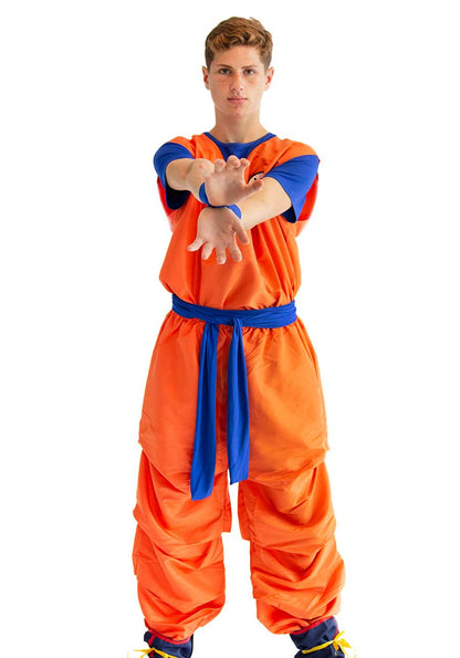 3-teiliges Cosplay Kostüm von Son Goku mit GO Zeichen, Größen: S - XL