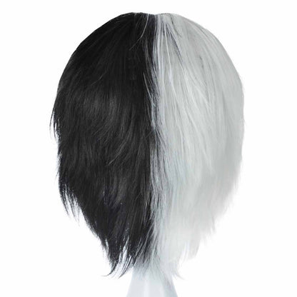 Cosplay Perücke im Monokuma Look für Danganronpa Fans, Schwarz - Weiß