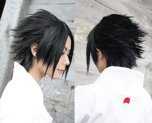 Cosplay Perücke von Sasuke Uchiha für Shinobi Kostüm, Schwarz