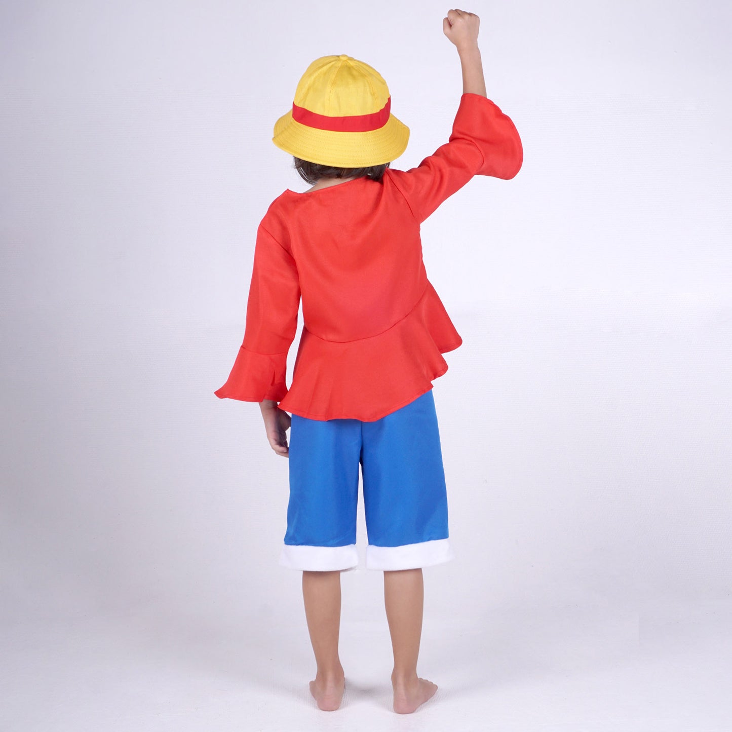 Monkey D. Ruffy Kinder Kostüm nach Zeitsprung, Jacke, Hose & Hut, 110 - 150