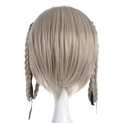 Cosplay Perücke von Kirari Momobami für Kakegurui Fans, Silberblond mit geflochtenen Zöpfen
