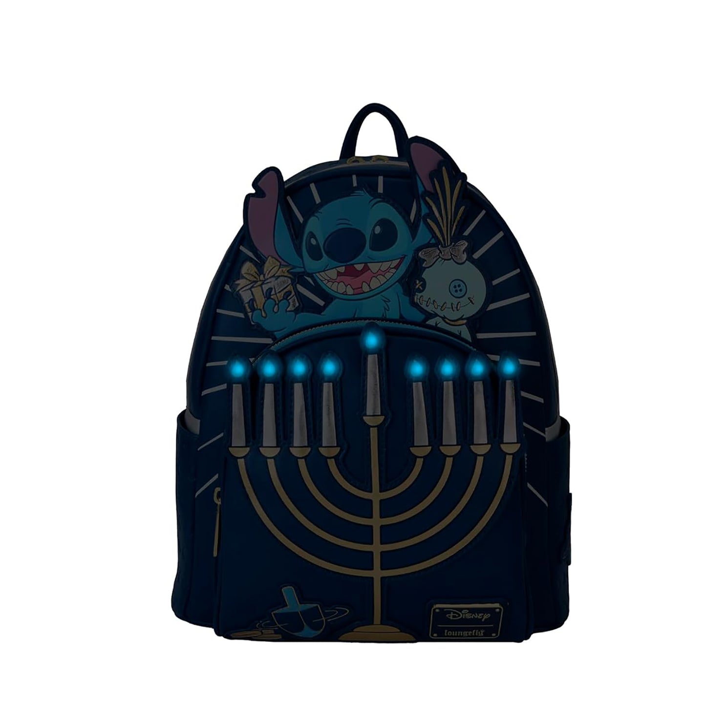 Loungefly WDBK3762 Disney Lilo & Stitch Mini Rucksack mit beleuchtetem Menorah-Stich