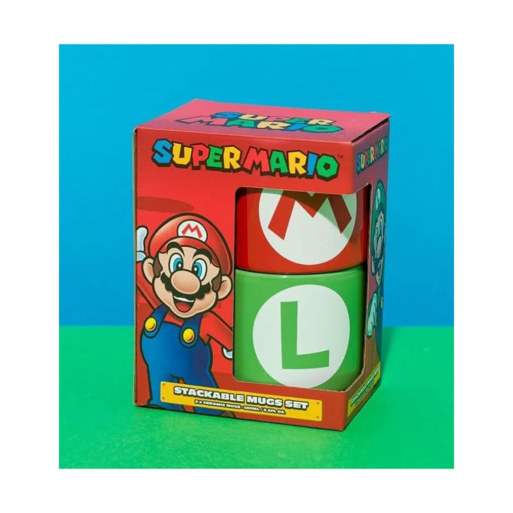 Super Mario - Mario & Luigi Initialen - Stapelbares Tassen-Set (2er Pack) - Keramik