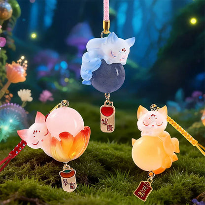 Tushan Neunschwänziger Fuchs: Kristall-Charm - Mystery Box Schlüsselanhänger Blind Box - Einzelbox - 9 cm