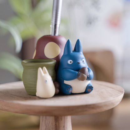 Mein Nachbar Totoro - Mittlerer & Kleiner Totoro mit Pilz – 3D Mini-Figur & Stiftehalter / Organizer - 4,5cm - Ensky