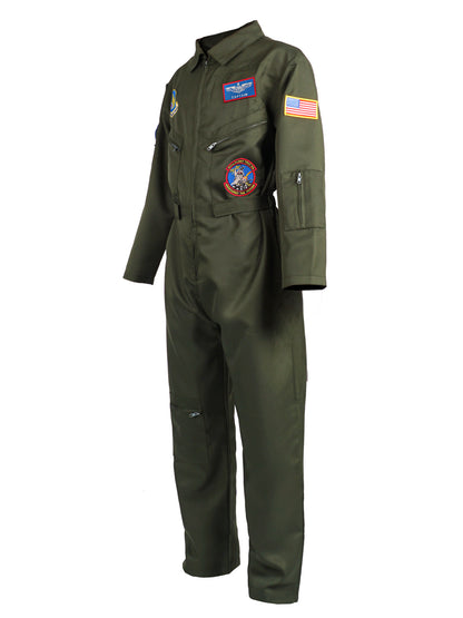 Kampfpiloten Kostüm Maverick, Fliegerkombi Olivegrün, Größen: S - XL